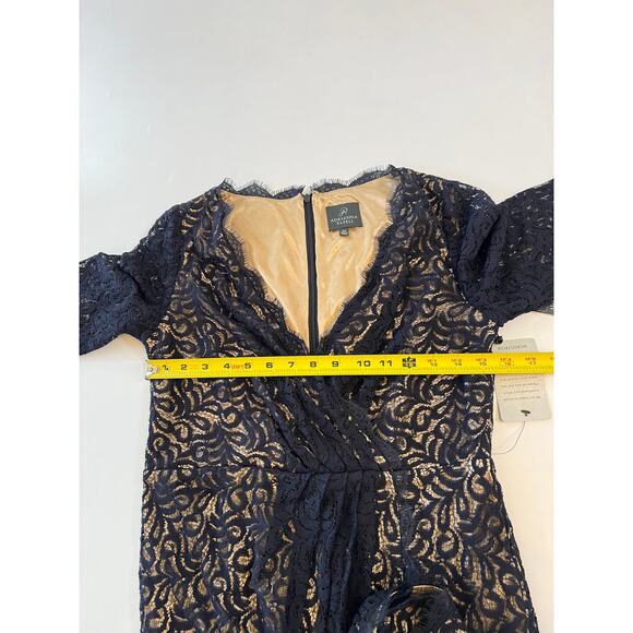 NWT Adriana Papell Black Lace Midi Floral Dress Womens 10P Party Holiday Wedding - Picture 15 of 16